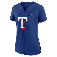 T-shirt Nike Royal Texas Rangers Pure Pride Boxy Performance à col cranté pour femme