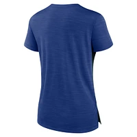 T-shirt Nike Royal Texas Rangers Pure Pride Boxy Performance à col cranté pour femme