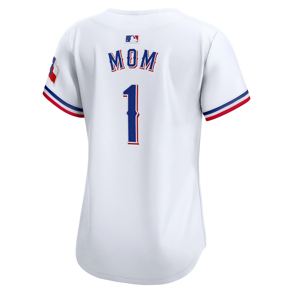 Women's Nike White Texas Rangers #1 Mom Home Limited Jersey