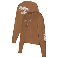 Women's Pro Standard Brown Texas Rangers Paint The City Pullover Cropped Sweatshirt