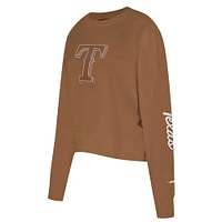 Women's Pro Standard Brown Texas Rangers Paint The City Pullover Cropped Sweatshirt