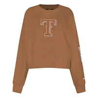 Women's Pro Standard Brown Texas Rangers Paint The City Pullover Cropped Sweatshirt