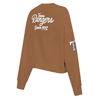 Women's Pro Standard Brown Texas Rangers Paint The City Pullover Cropped Sweatshirt