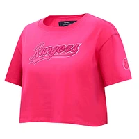 T-shirt court Pro Standard Pink Texas Rangers Triple Boxy pour femmes