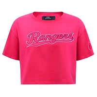 Women's Pro Standard Pink Texas Rangers Triple Boxy Cropped T-Shirt