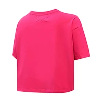 Women's Pro Standard Pink Texas Rangers Triple Boxy Cropped T-Shirt