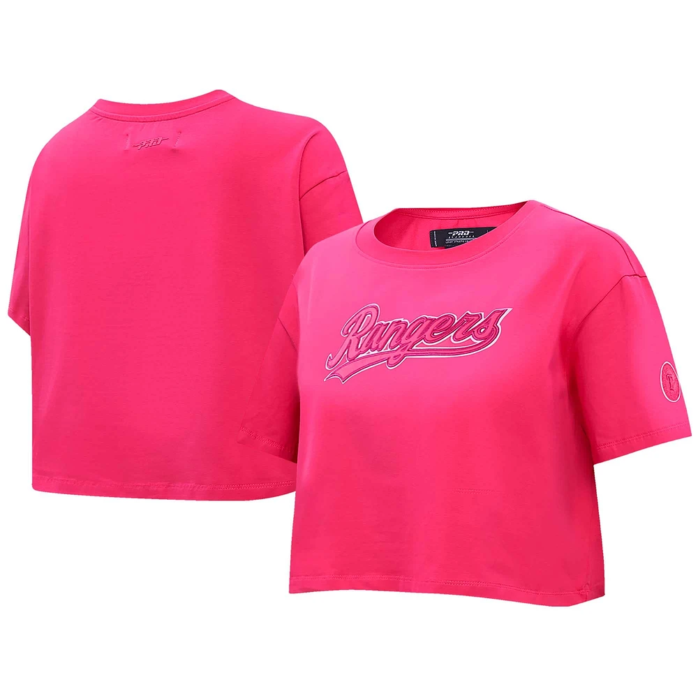 T-shirt court Pro Standard Pink Texas Rangers Triple Boxy pour femmes