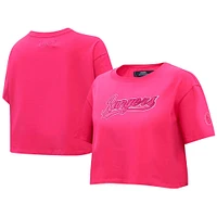 Women's Pro Standard Pink Texas Rangers Triple Boxy Cropped T-Shirt