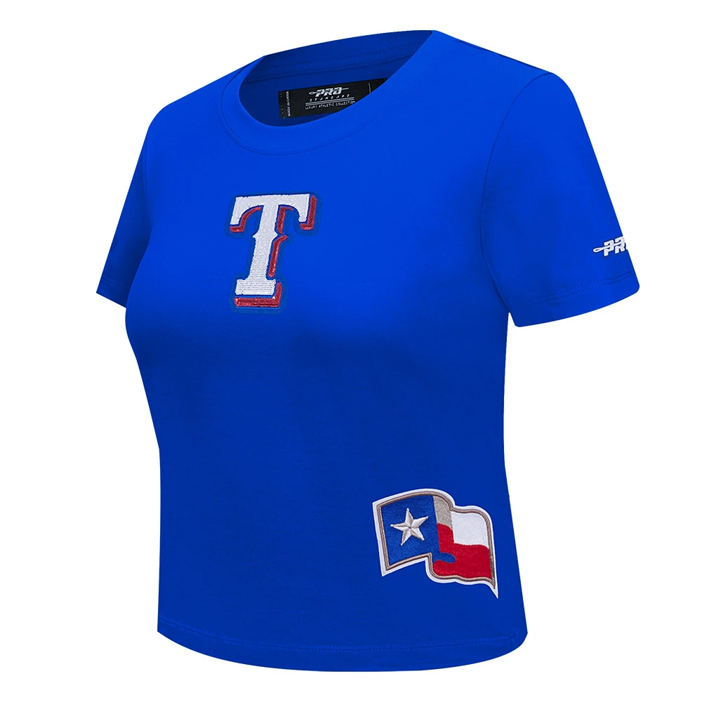 Women's Pro Standard  Royal Texas Rangers Game Day Classics Baby Doll Cropped T-Shirt