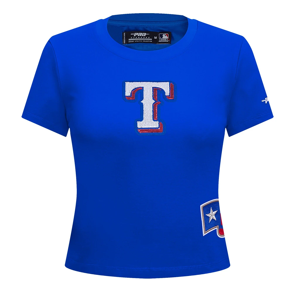 Women's Pro Standard  Royal Texas Rangers Game Day Classics Baby Doll Cropped T-Shirt