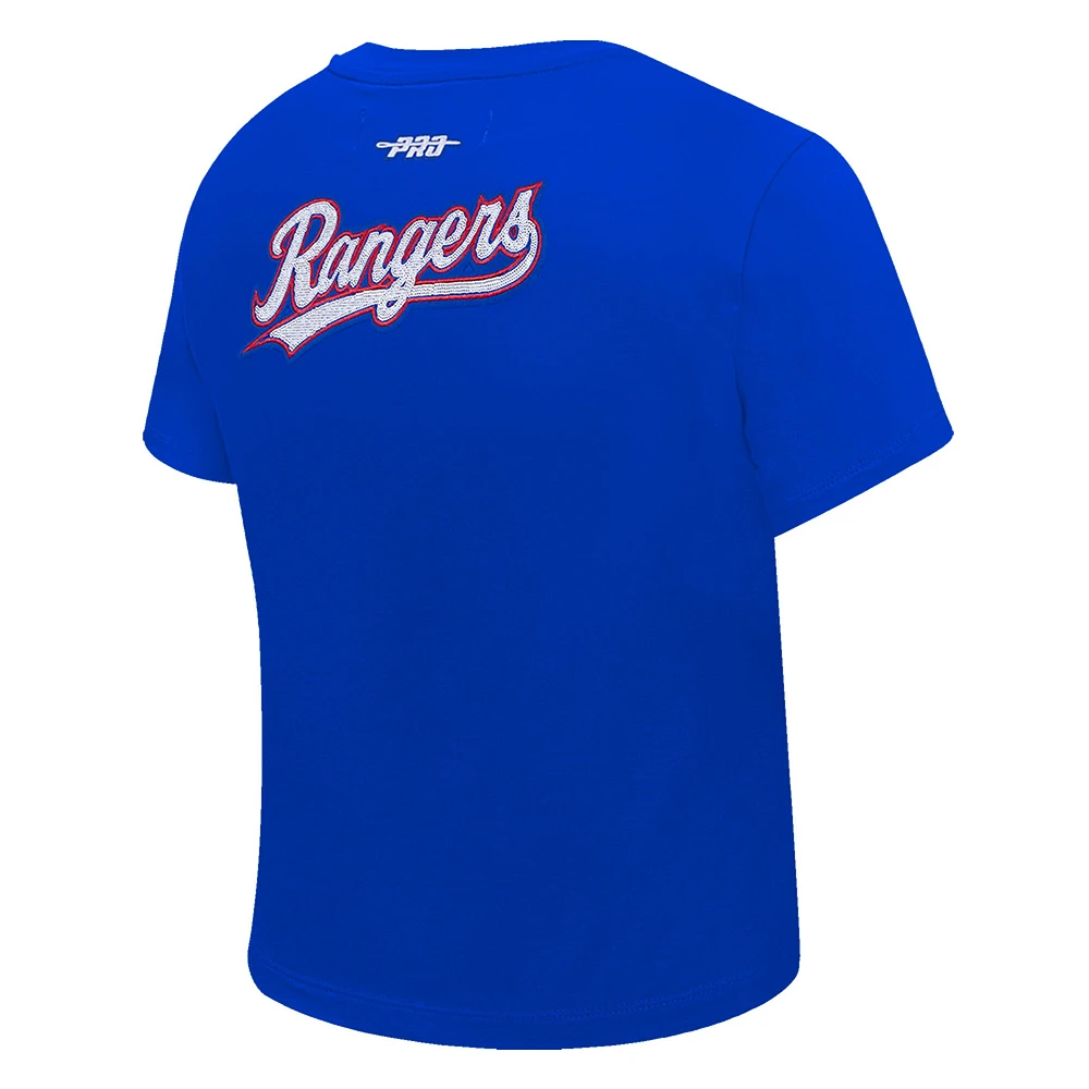 Women's Pro Standard  Royal Texas Rangers Game Day Classics Baby Doll Cropped T-Shirt