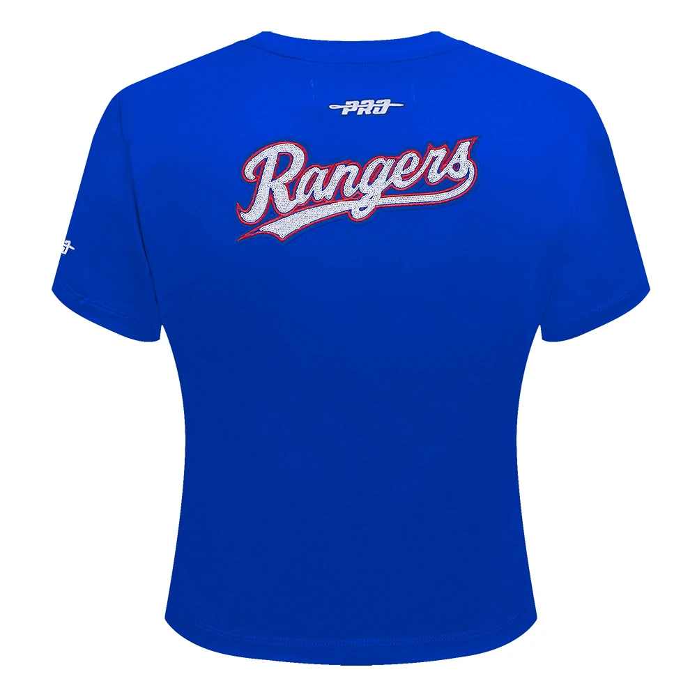 Women's Pro Standard  Royal Texas Rangers Game Day Classics Baby Doll Cropped T-Shirt