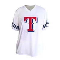 T-shirt à rayures sur les bras pour femme, blanc, grande taille, Texas Rangers