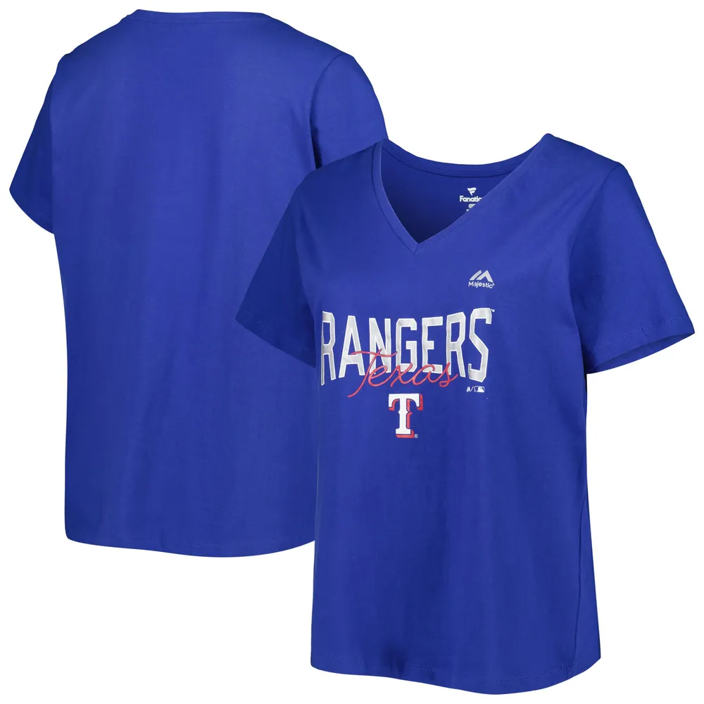 Texas Rangers Women's Royal Oversized Spirit Jersey V-Neck T-Shirt