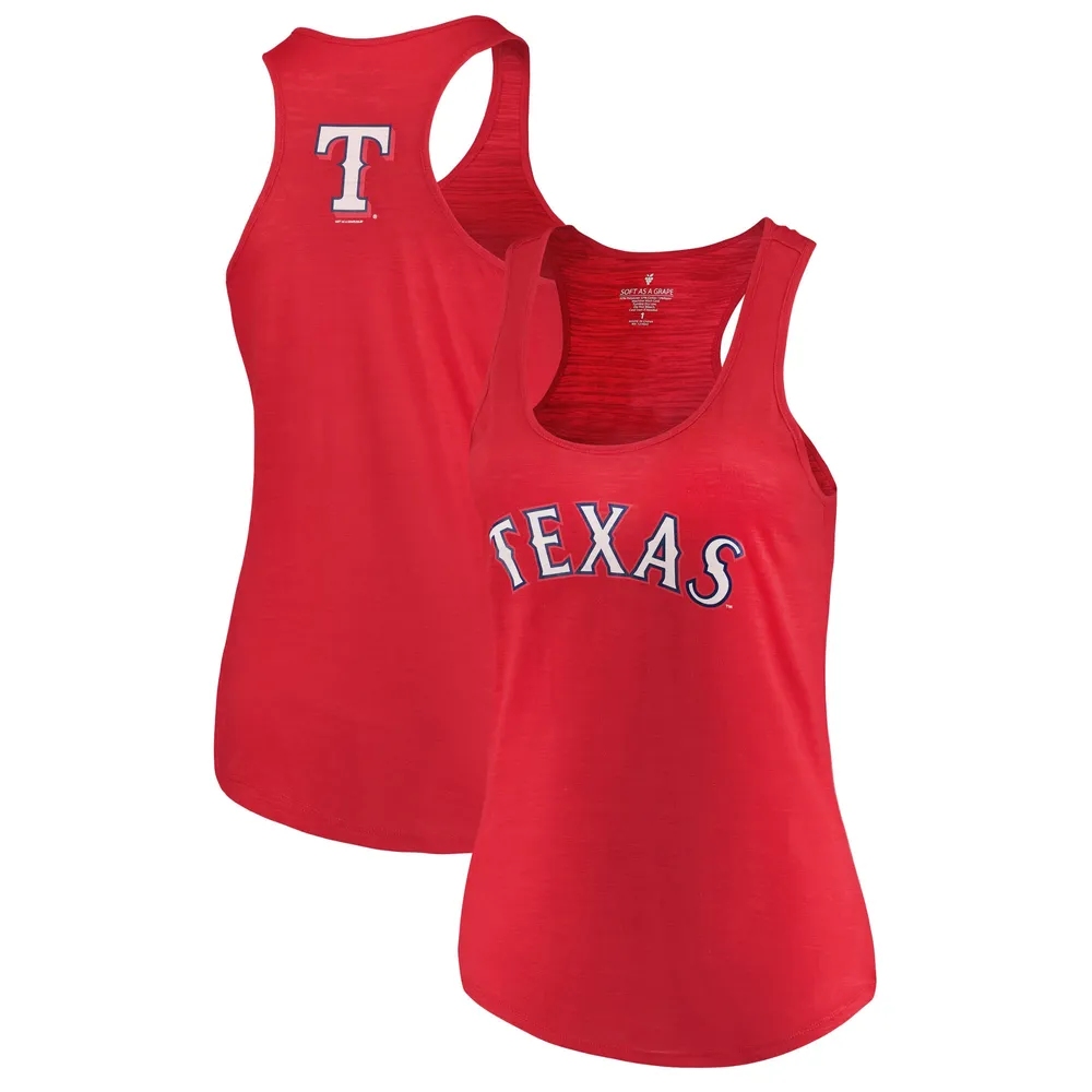 Women's Soft as a Grape Red Texas Rangers Plus Swing for the Fences Racerback Tank Top