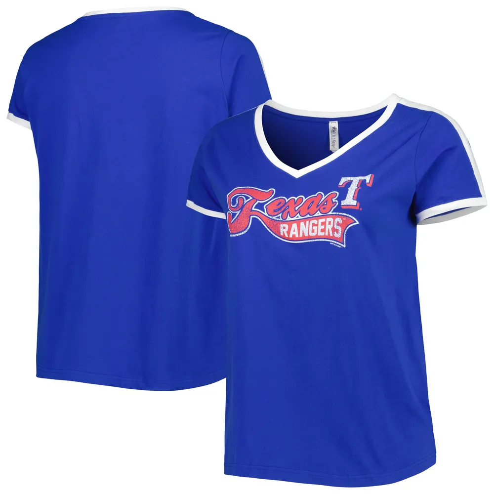 Lids Texas Rangers Soft as a Grape Women's Plus V-Neck T-Shirt - Royal