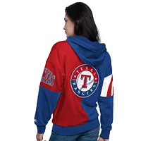Women's Starter Royal/Red Texas Rangers Curve Ball Full Zip Hoodie Sweatshirt