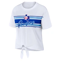 Women's WEAR by Erin Andrews White Texas Rangers Tie-Front T-Shirt