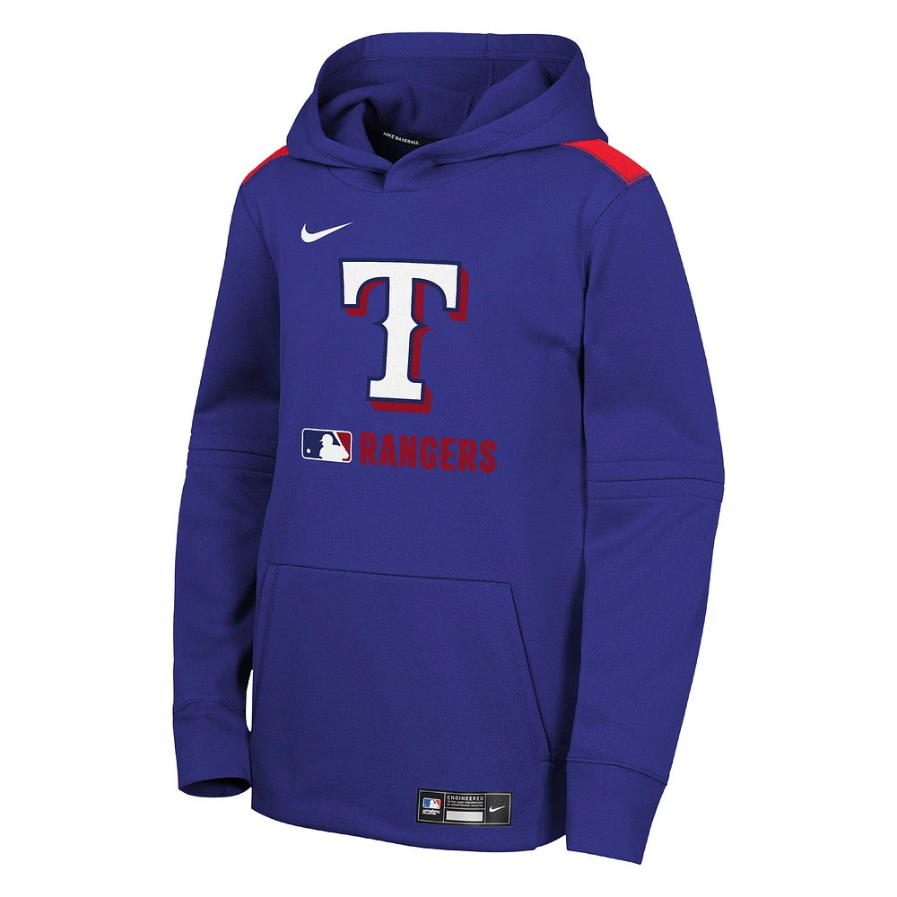 Sweat à capuche Nike Royal Texas Rangers Authentic Collection Performance pour jeunes