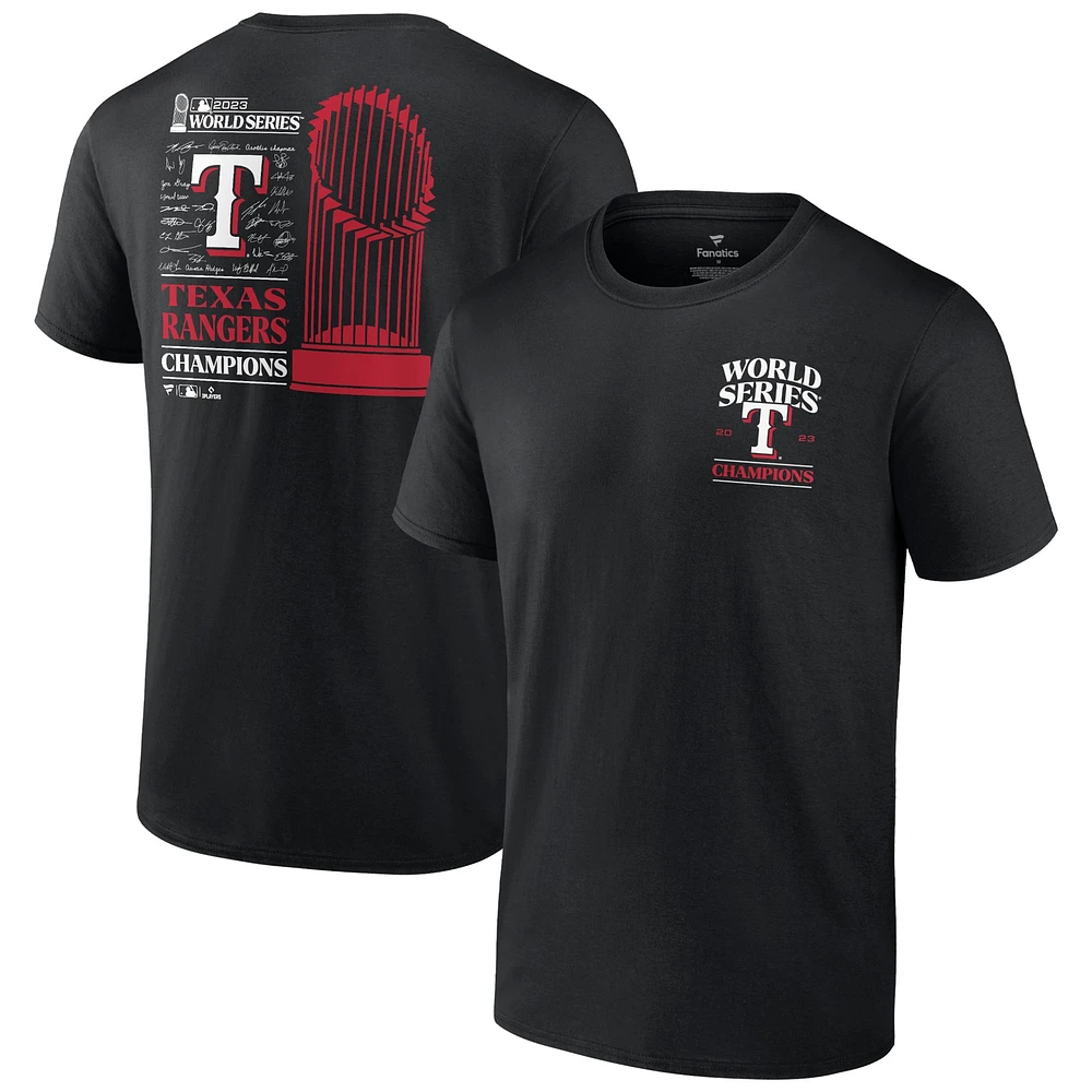 T-shirt noir pour jeunes champions de la série mondiale 2023 des Texas Rangers