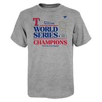 T-shirt de vestiaire pour jeunes champions la Série mondiale 2023 des Texas Rangers Heather Gray