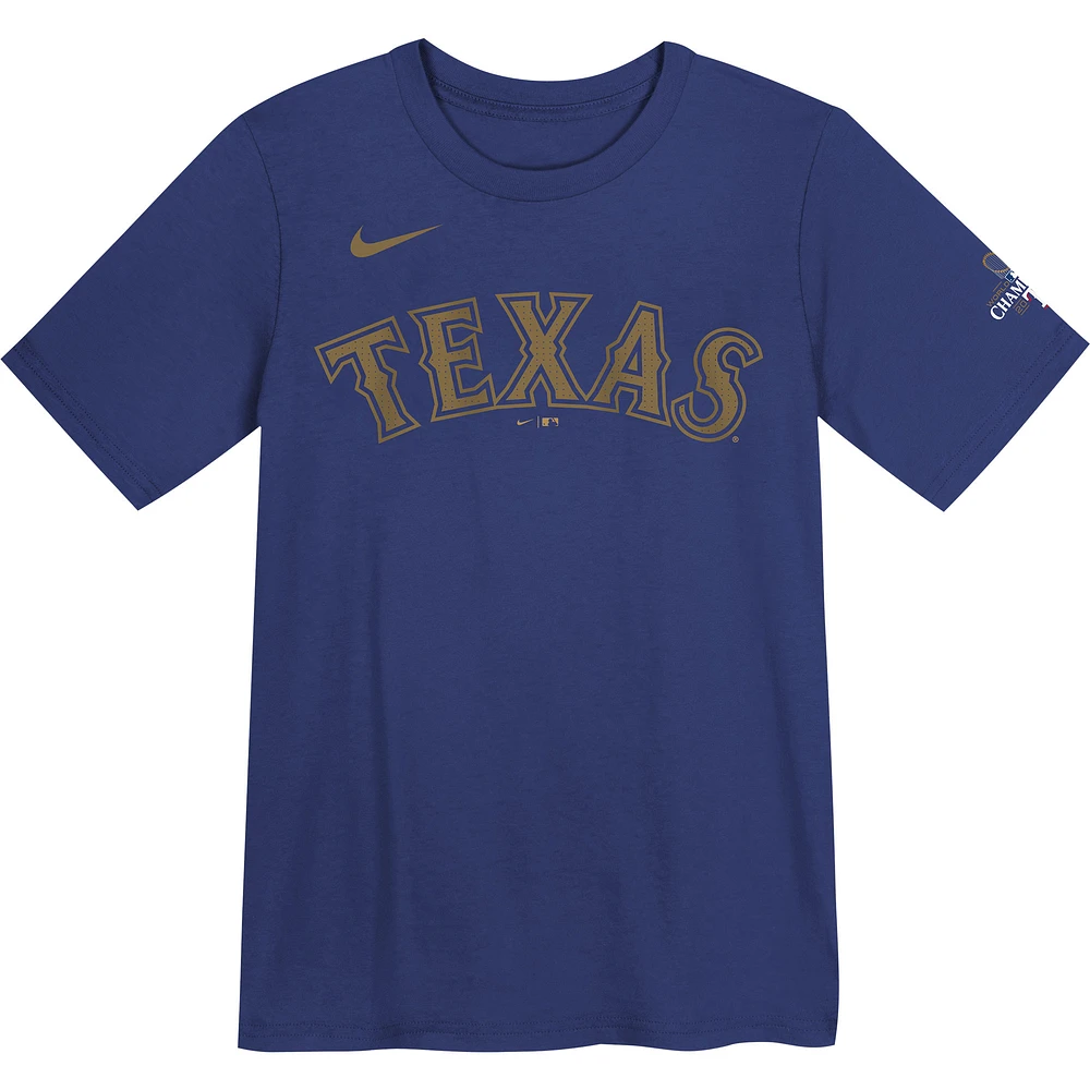 T-shirt Nike Corey Seager pour jeunes Texas Rangers 2024 Gold Collection avec nom et numéro