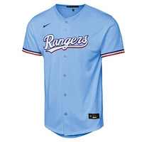 Maillot de joueur Nike Corey Seager bleu clair des Texas Rangers Alternate Replica 2.0 pour jeune