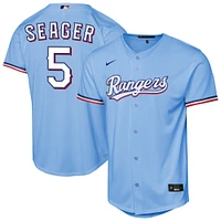 Maillot de joueur Nike Corey Seager bleu clair des Texas Rangers Alternate Replica 2.0 pour jeune