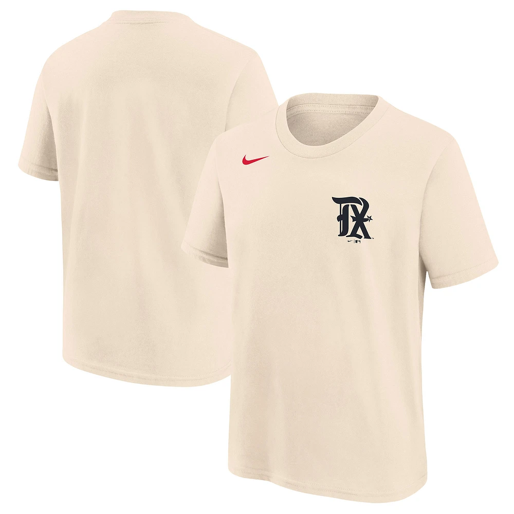 Youth Nike  Cream Texas Rangers 2023 City Connect Wordmark T-Shirt