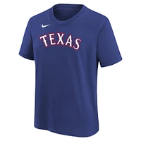 T-shirt Nike Ezequiel Duran Royal Texas Rangers avec nom et numéro pour jeune