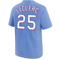 Youth Nike Jose Leclerc Light Blue Texas Rangers Name & Number T-Shirt