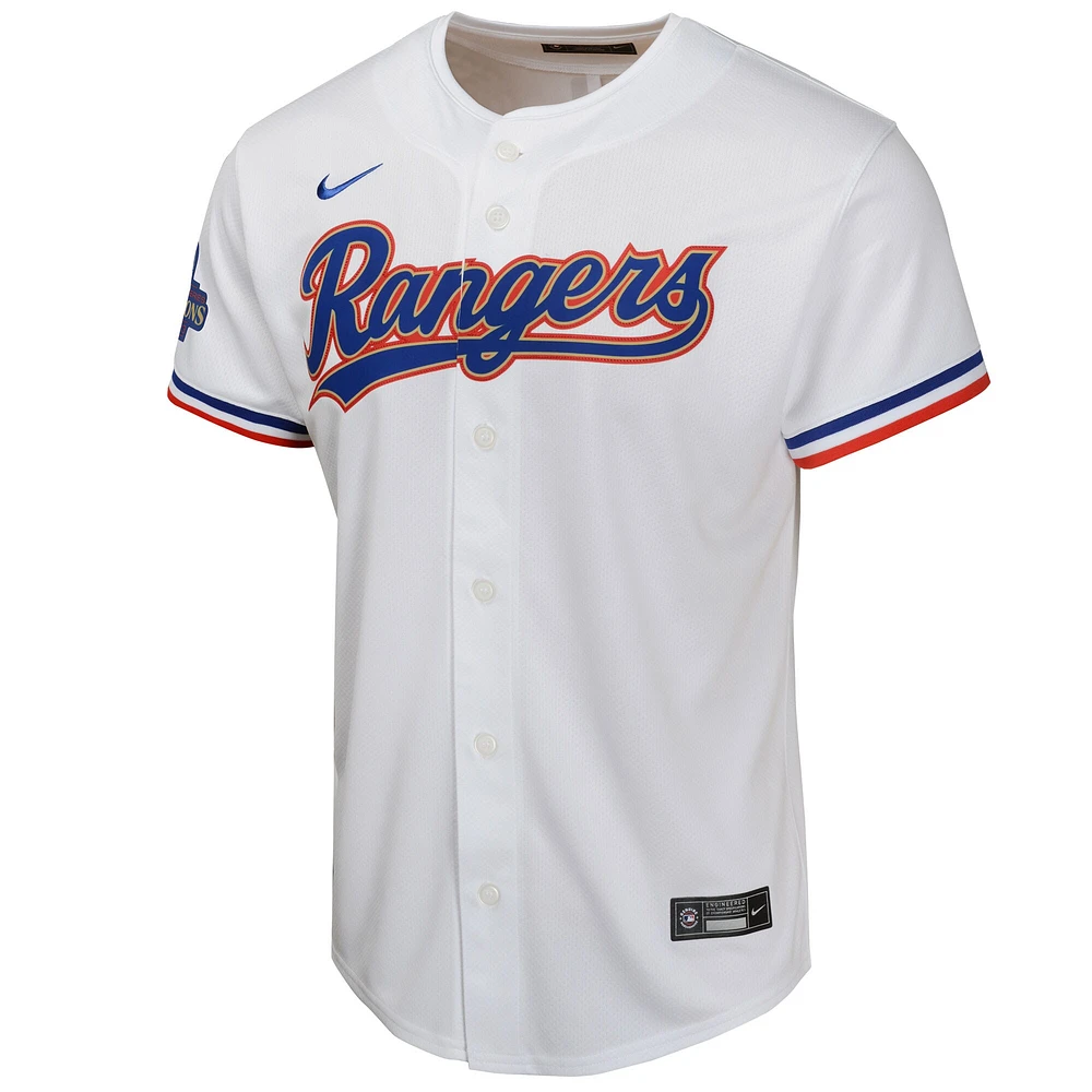 Maillot de joueur Nike Josh Jung blanc Texas Rangers 2024 Gold Collection Limited pour jeune