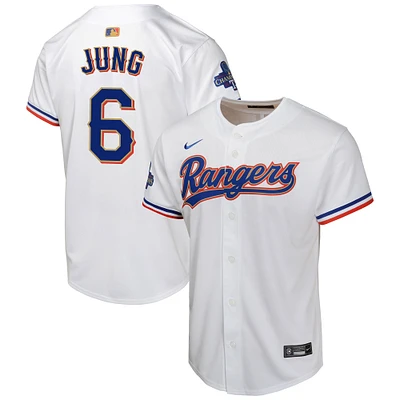 Maillot de joueur Nike Josh Jung blanc Texas Rangers 2024 Gold Collection Limited pour jeune