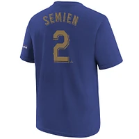 T-shirt Nike Marcus Semien pour jeunes Texas Rangers 2024 Gold Collection avec nom et numéro