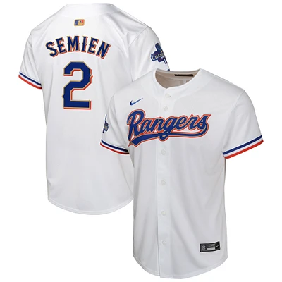 Maillot de joueur Nike Marcus Semien blanc Texas Rangers 2024 Gold Collection Limited pour jeune