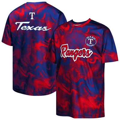 T-shirt pour jeunes frappeurs suppléants des Texas Rangers, couleur royal/rouge