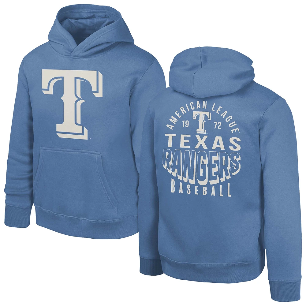 Youth Royal Texas Rangers Team Banner Washed Pullover Hoodie