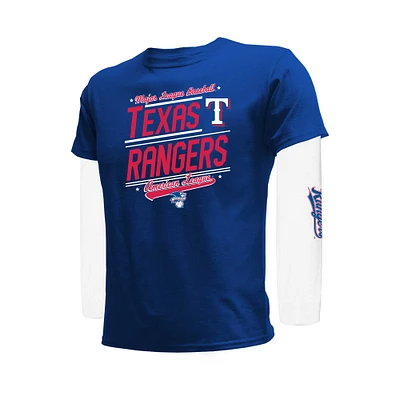 Ensemble de t-shirts combinés Texas Rangers Royal/White Stitches pour jeunes