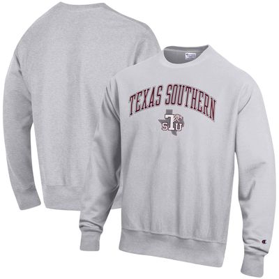 Men's Champion Heathered Gray Texas Southern Tigers Arch Over Logo Reverse Weave Pullover Sweatshirt