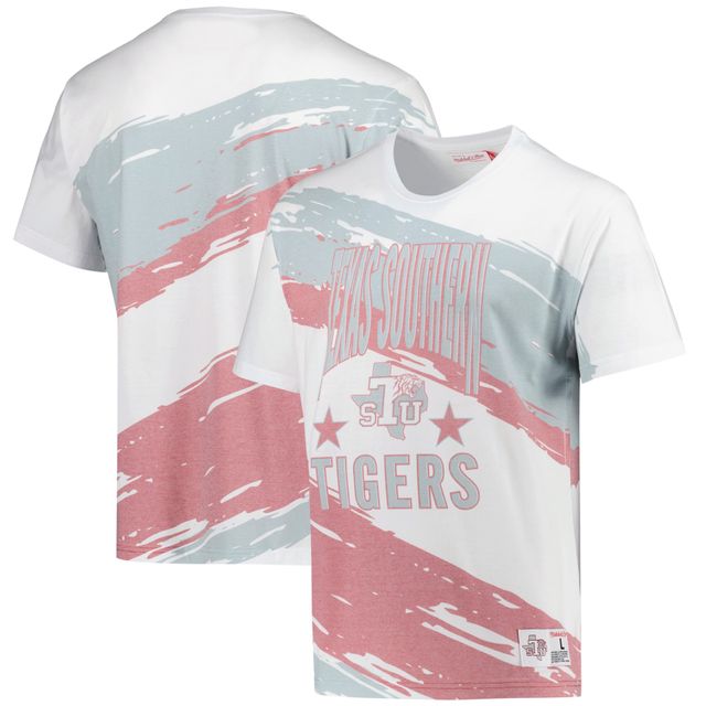 T-shirt blanc sublimé au pinceau Mitchell & Ness Texas Southern Tigers pour homme