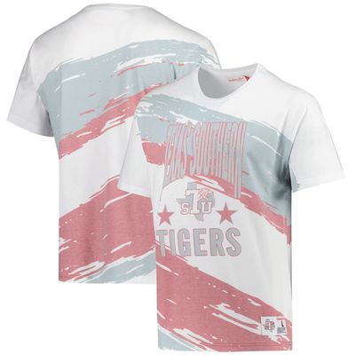 Men's Mitchell & Ness White Texas Southern Tigers Paintbrush Sublimated T-Shirt