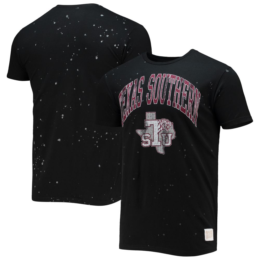 Men's Original Retro Brand Black Texas Southern Tigers Bleach Splatter T-Shirt