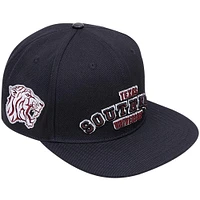 Casquette snapback Texas Southern Tigers Pro Standard noire pour homme avec logo Arch Over