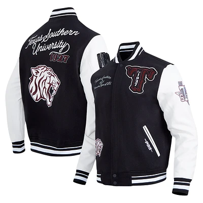 Men's Pro Standard Black Texas Southern Tigers HBCU Vintage Varsity Wool Full-Zip Jacket