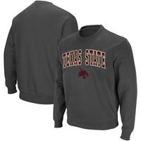 Men's Colosseum Charcoal Texas State Bobcats Arch & Logo Crew Neck Sweatshirt