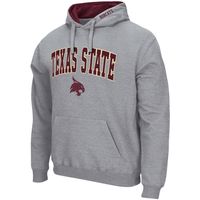 Men's Colosseum Heathered Gray Texas State Bobcats Arch and Logo Pullover Hoodie