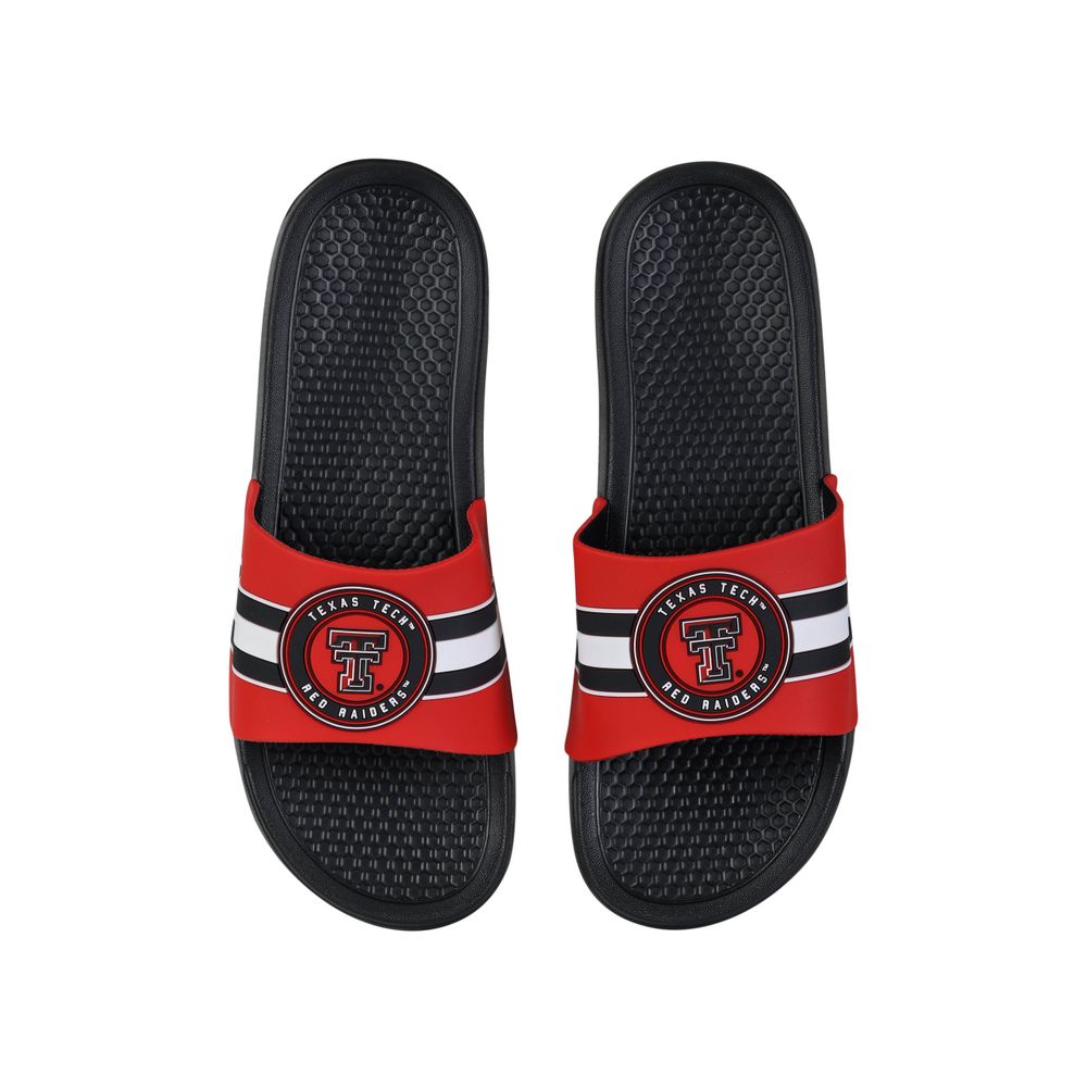 FOCO Texas Tech Red Raiders Stripe Raised Slide Sandals