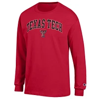Men's Champion  Red Texas Tech Raiders Arch Over Logo Long Sleeve T-Shirt