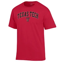 T-shirt rouge Champion pour homme Texas Tech Red Raiders avec logo Arch Over