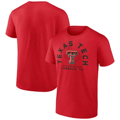 Men's Fanatics  Red Texas Tech Raiders State Established Bridge T-Shirt
